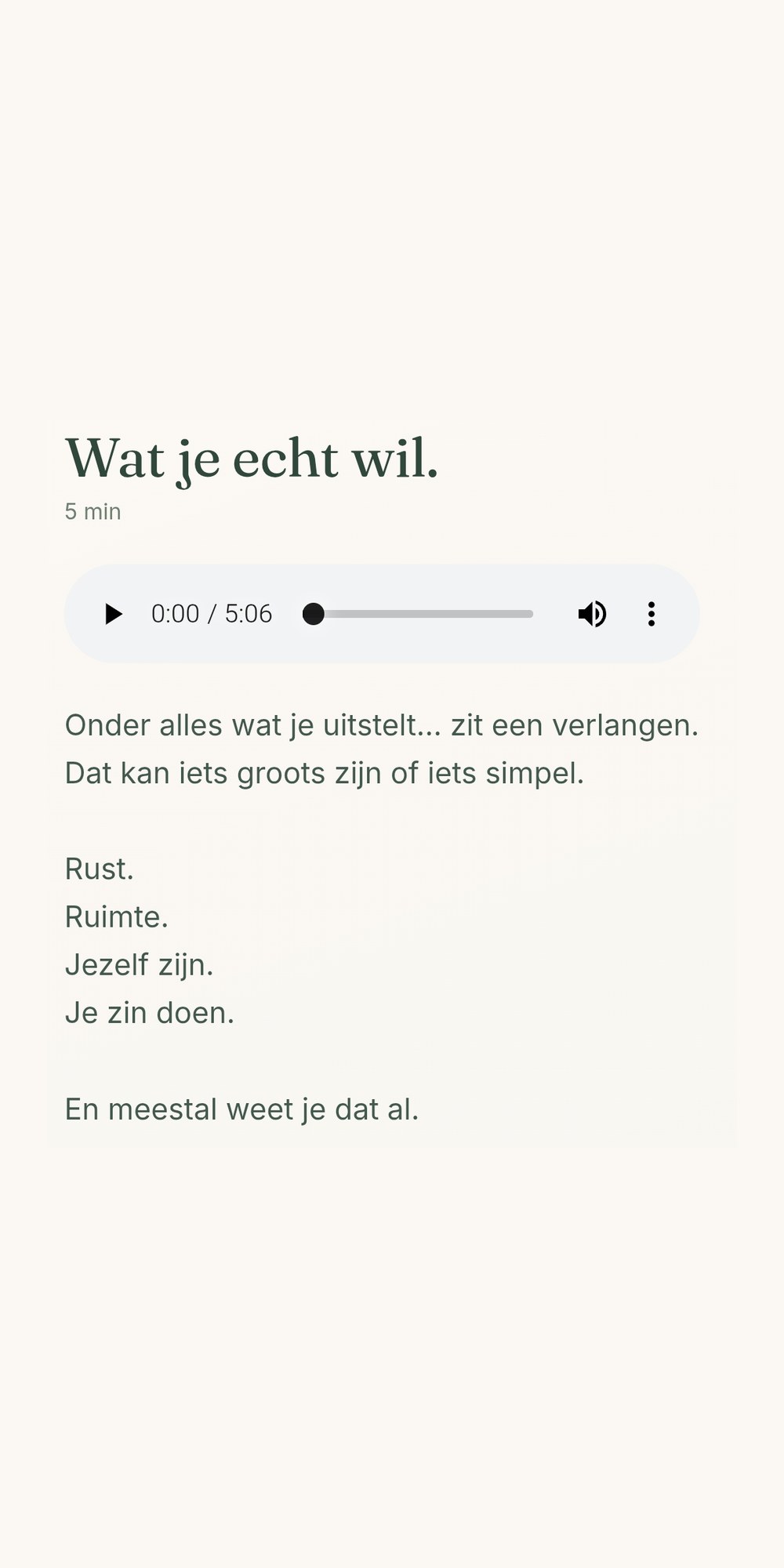 Wat je echt wil, audio in The Return